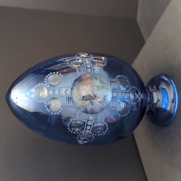 VGT, Russian House Of Faberge Cobalt Blue Glass Egg. - Picture 3 of 9